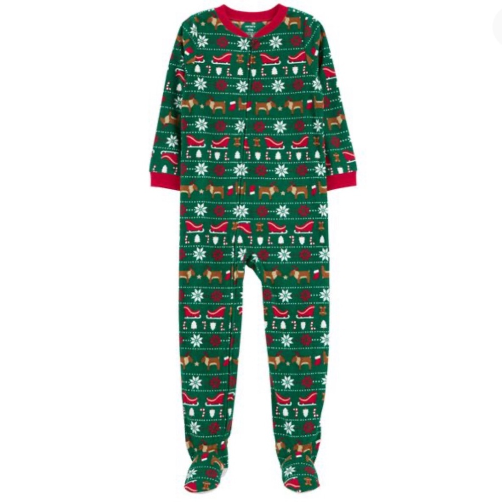 Carter's Christmas 1-Piece Fair Isle Fleece Footie Pajamas